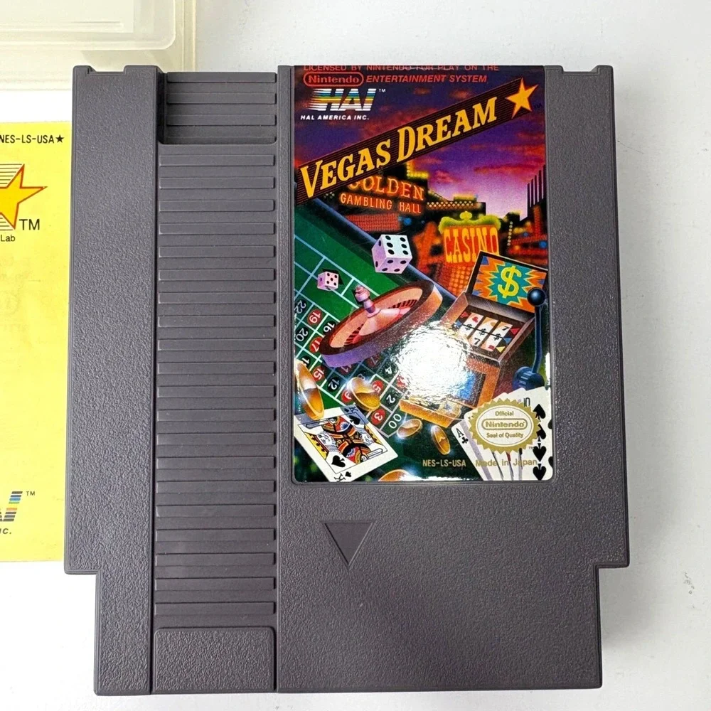 Vintage Nintendo NES Vegas Dream Game Cartridge W/ Manual & Clamshell Case Teste